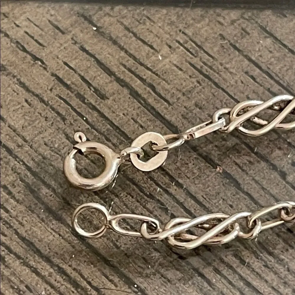 Vintage Style Sterling Silver Celtic Chain Bracelet 7 3/8” approx